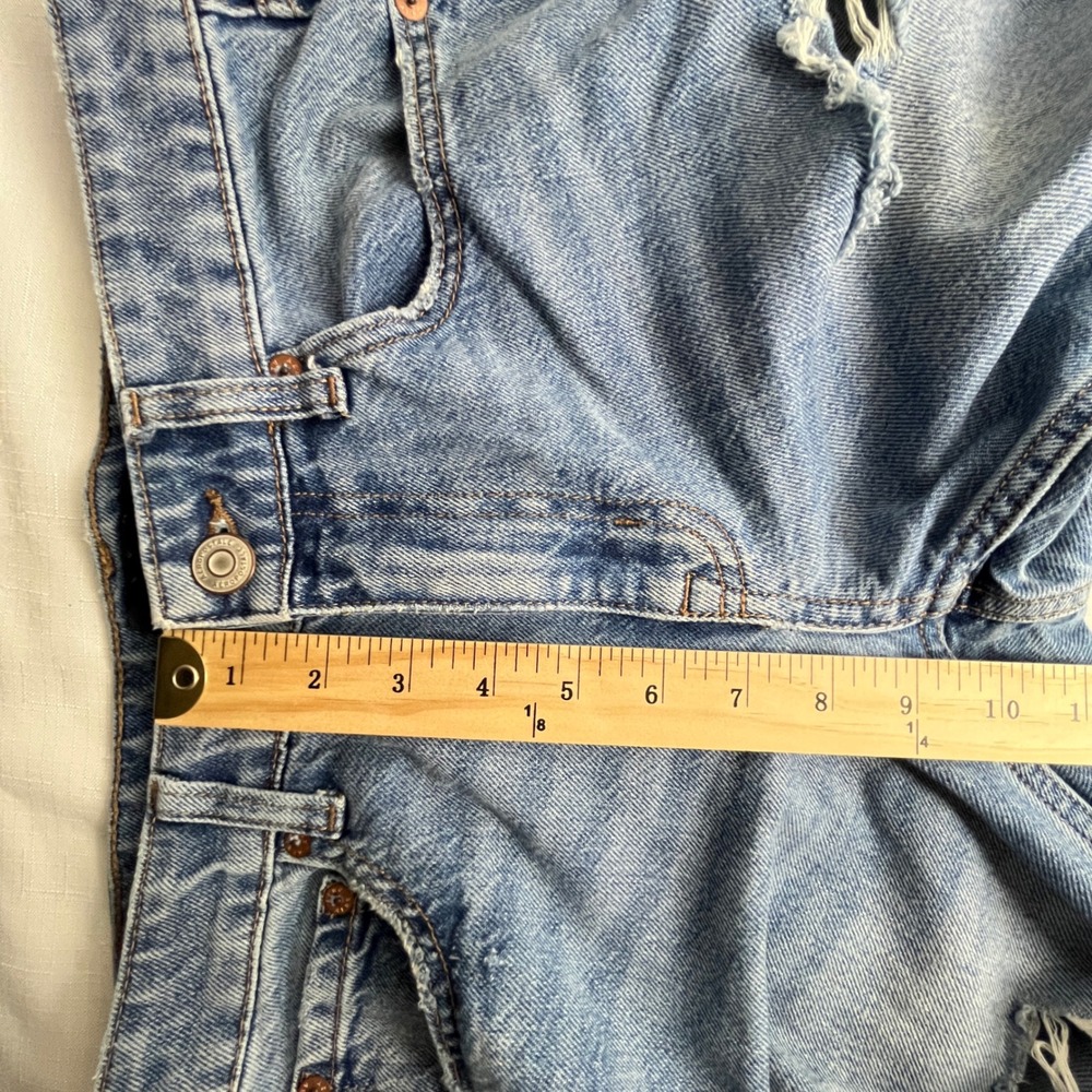 Aeropostale Low Rise Baggy Jeans Womens 4 Regular Blue Distressed Ripped Denim - Picture 11 of 13